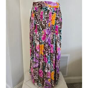 Vtg Christian Dior Midi Skirt Vintage Size 12 Silk Floral Skirt Side Zip *read*